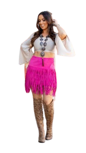 Hot Pink Fringe Skirt