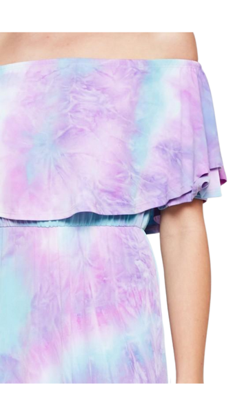 Tie Dye Off Shoulder Maxi Dress